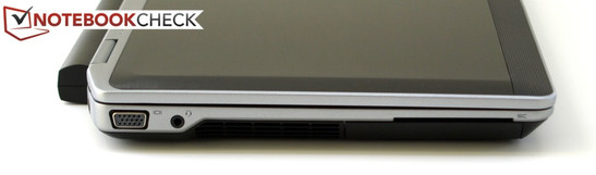 Lado esquerdo: VGA, conector de áudio combinado, ventilador, leitor SmartCard
