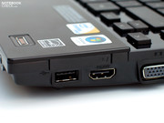 O porto digital HDMI para conectar um monitor externo é o ponto alto do portátil, neste aspecto.