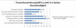 iTunes AAC para MP3 em comparação