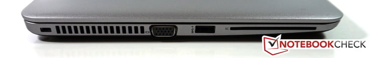 Left: Kensington lock, VGA; USB 3.0, SmartCard reader