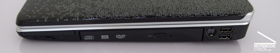 Lado Direito: ExpressCard/54, Gravador DVD , S-Video, 2x USB