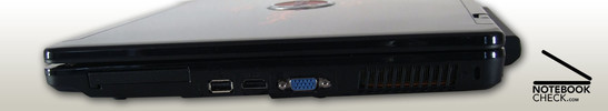 Lado Direito: ExpressCard/54, USB 2.0, Ventilador, Firewire