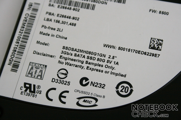 Intel X25-M 80 GB technical data Intel X25-M 80 GB technical data