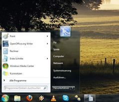 The start menu on Windows 7 inherits the search bar from Vista
