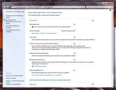 Windows 7: maintenance center, security sector