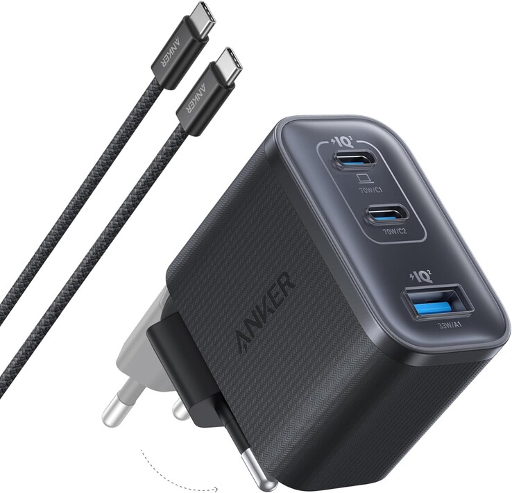 O carregador Anker Nano Charger (70W, 3 portas). (Fonte da imagem: Anker)
