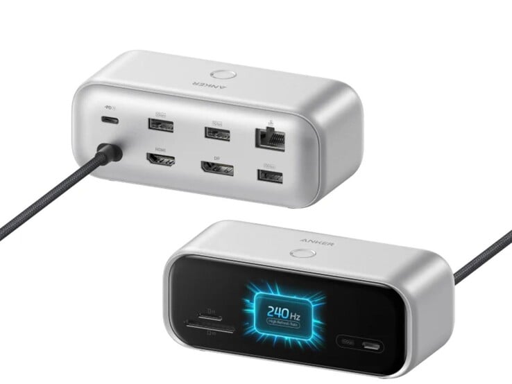 A versão prata do hub Anker Nano USB-C (10 em 1, 240 Hz, tela)
