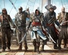 Arte de Assassin's Creed IV: Black Flag mostrando Edward Kenway com sua equipe de piratas em um navio (Fonte da imagem: Ubisoft)