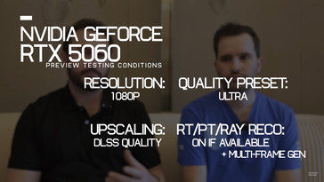 Configurações gráficas que a Nvidia exigiu para as prévias da RTX 5060. (Fonte da imagem: Hardware Unboxed)