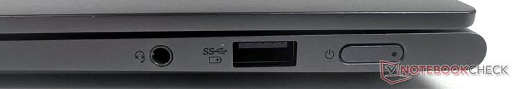 Direito: 1x USB 3.2 Gen-1 (5GBit/s, alimentado), 1x conector de 3,5 mm (mic-in/udio-out combinado)