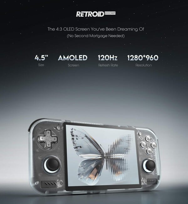 O Retroid Pocket Nova contará com uma tela AMOLED de 120 Hz.