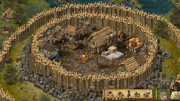 Uma imagem mostrando edifícios em Stronghold: Definitive Edition.