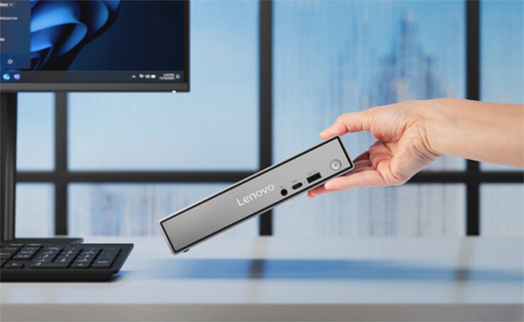O ThinkCentre Neo 50q Gen 7 mede 240 x 250 x 186 mm.