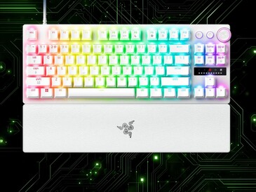 Teclado gamer Razer Huntsman V3 Pro TKL 8KHz na cor branca (Fonte da imagem: Razer PR com edições)