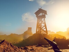 Uma imagem modificada mostrando uma torre em Survival: Fountain of Youth.