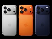 O iPhone 17 Pro está disponível em três cores, incluindo "Cosmic Orange" e "Deep Blue" (Fonte da imagem: Apple)