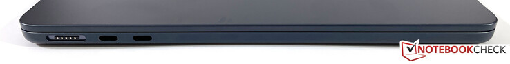 Lado esquerdo: MagSafe, 2x USB-C 4.0 (Thunderbolt 3, 40 Gbps, Power Delivery, DisplayPort-Alt mode)