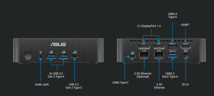Portas do Asus ExpertCenter PN54 S1 (fonte da imagem: Asus)