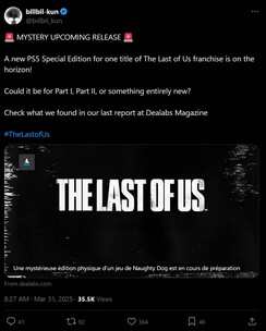 The Last of Us PS5 Special Edition billbil-kun X post (Fonte da imagem: captura de tela, conta billbil-kun X)