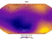 A representation of the South Atlantic Anomaly in 2025 (Image source: Finlay, C.C. et al., 2025; cropped)
