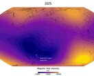A representation of the South Atlantic Anomaly in 2025 (Image source: Finlay, C.C. et al., 2025; cropped)