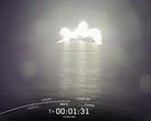 Vista de uma câmera montada no primeiro estágio de um foguete Falcon 9 da SpaceX (Fonte da imagem: SpaceX)