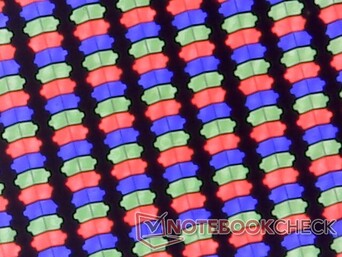 Subpixels RGB crocantes da fina camada de brilho