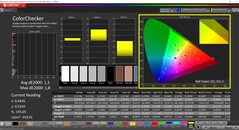 CalMAN Colorchecker (modo: P3, espaço de cor alvo: P3)