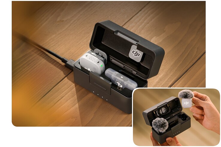 O DJI Mic Mini 2 agora permite que o senhor escolha um pacote somente para dispositivos móveis, que vem com um estojo de carregamento e um receptor USB-C compacto.