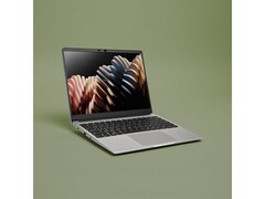 Uma imagem promocional do laptop modular Framework 13, exibida em um fundo verde. (Fonte da imagem: Framework)