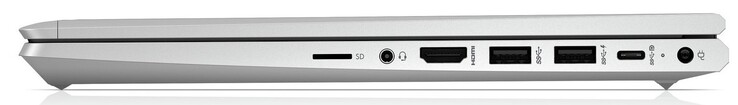 Lado direito: microSD, porta de áudio combinada, HDMI, 2x USB-A 3.1 Gen1, 1x USB-C 3.1 Gen2