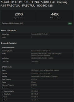 Listagem do Geekbench do Ryzen 9 8940H (imagem via Geekbench)