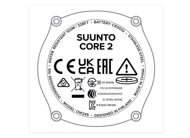 O Suunto Core 2 não possui um sensor de frequência cardíaca ou de SpO2.