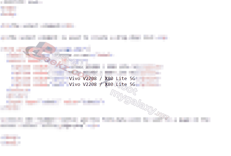 O código supostamente referindo-se a um Vivo "X80 Lite". (Fonte: PassionateGeekz x RootMyGalaxy)