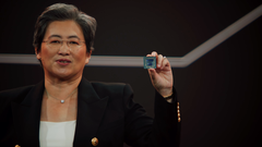 Dr. Lisa Su revela a tecnologia de empilhamento em V-cache 3D que chega ao principal processador AMD no final deste ano. (Fonte: AMD Computex 2021 keynote)