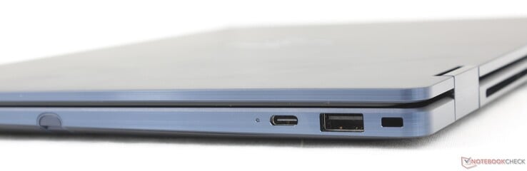 Correto: Caneta stylus, USB-C com DisplayPort 1.4 + Power Delivery 3.0 (10 Gbps), USB-A (5 Gbps), Nano lock