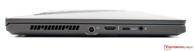 Certo: Fonte de alimentação, HDMI 2.0b, USB-C 3.2 Gen. 2 (com DP, PD, e G-Sync), conector de áudio combinado de 3.5 mm
