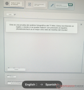 A tradução do T1 Mini se compara bem ao recurso de câmera do Google Translate, embora o T1 Mini seja muito mais lento.