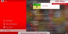Uma tela do console Nintendo Switch 2 mostrando sua capacidade exclusiva de recriar uma opção de exibição semelhante à CRT (fonte da imagem: Nintendo of America YT)