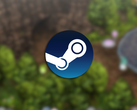 Na foto, o logotipo do Steam sobreposto a uma captura de tela do Wayblazer Dämmerung.