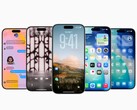 iOS 26 para permitir tela de bloqueio com música animada em aplicativos de terceiros. Imagem genérica exibindo vários iPhones. (Fonte da imagem: Apple)