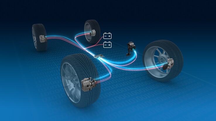 O sistema brake-by-wire da ZF depende de sinais elétricos e motores para acionar as pastilhas de freio. (Fonte da imagem: ZF)