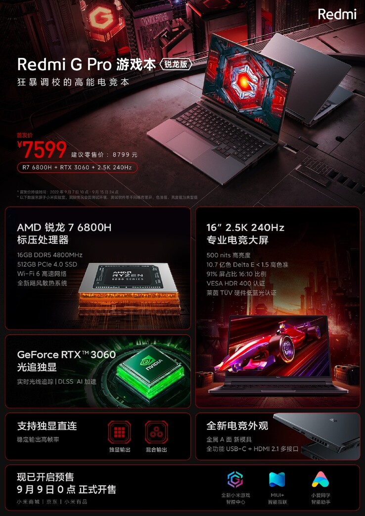 As principais vantagens do novo RedmiBook G Pro Ryzen Edition. (Fonte: Redmi via Weibo)