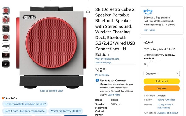 O alto-falante 8BitDo Retro Cube 2 Speaker - N Edition já pode ser adquirido na Amazon.