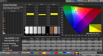 Precisão da cor (perfil: padrão, espaço de cor alvo: sRGB)