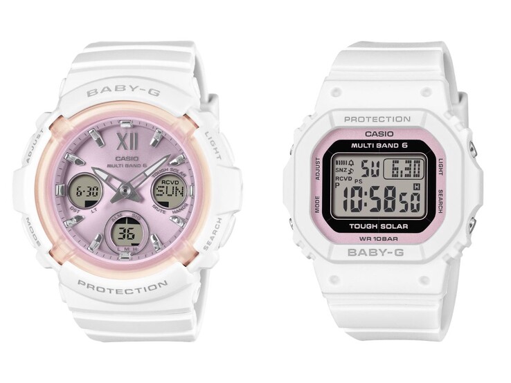 Os relógios Casio Baby-G BGA-2800SP-7A1 (esquerda) e BGD-5650SP-7C (direita)