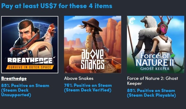 Imagem decorativa. Pagando US$ 7, o senhor ganha 4 jogos (Fonte da imagem: Humble Bundle)