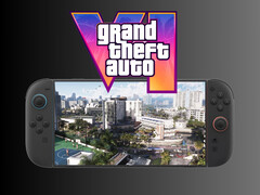 Logotipo do GTA 6 acima do Switch 2 (Fonte da imagem: Rockstar Games, Nintendo of America com edições)