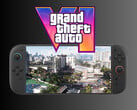 Logotipo do GTA 6 acima do Switch 2 (Fonte da imagem: Rockstar Games, Nintendo of America com edições)