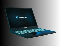 Vista frontal do laptop para jogos Maingear Super 16 em ângulo (Fonte da imagem: Maingear PR)